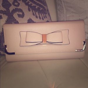 Aldo blush pink clutch bow accent